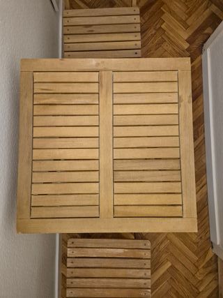 Mesa y 2 Sillas Plegables Madera Balcón