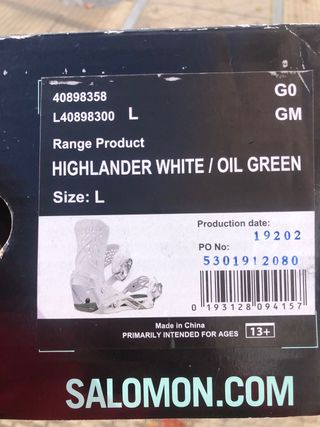 Fijaciones Snowboard Salomon Highlander Talla L