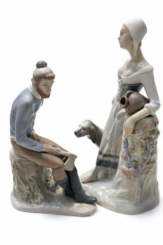 Pareja Figuras Porcelana Estilo Lladró