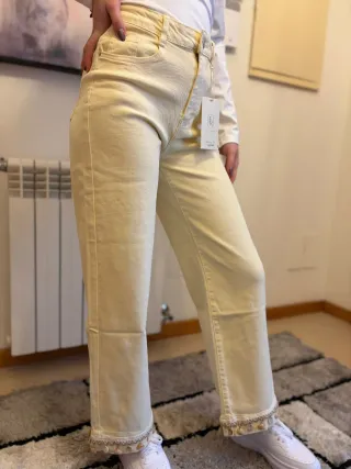 Calças wideleg com conchas