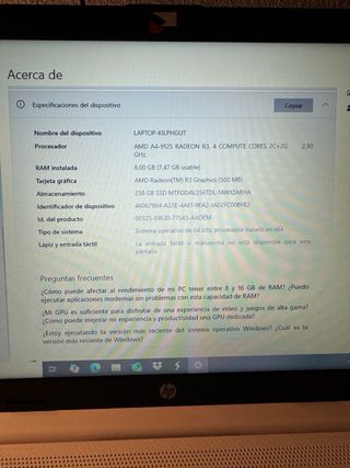 Portátil HP Blanco en perfecto estado.