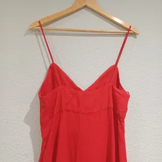 Vestido Zara Rojo Midi Botones