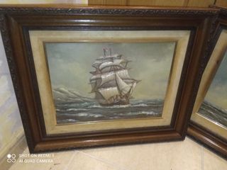 Pareja Cuadros Barcos L. López Relieve