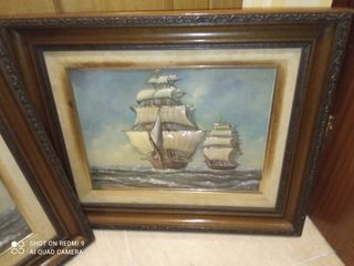 Pareja Cuadros Barcos L. López Relieve