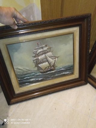 Pareja Cuadros Barcos L. López Relieve