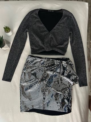 Conjunto Top Verde y Pantalón Blanco