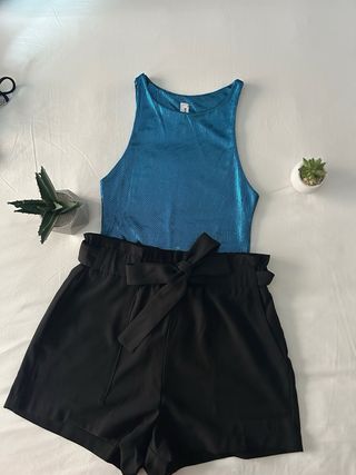 Conjunto Top Verde y Pantalón Blanco