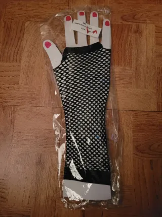 Guantes largos rejilla negros