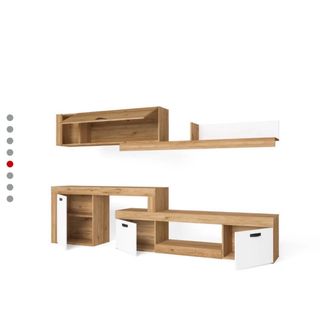 Mueble Salón TV Madera y Blanco