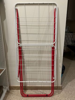 Tendedero plegable metal blanco y rojo