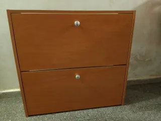 Zapatero 2 puertas madera y blanco