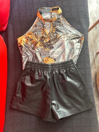 Conjunto Blusa Transparente y Pantalón Blanco