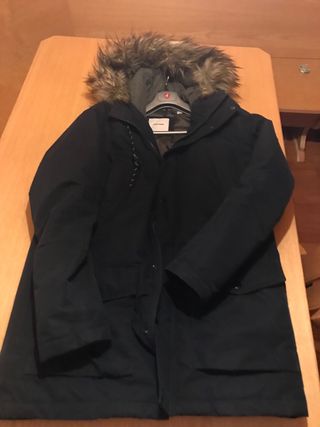 Giacca parka Jack & Jones blu con pellicciotto