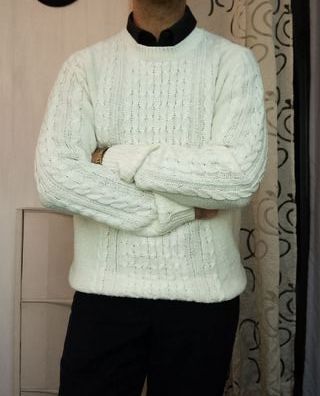 Maglione Sonny Bono fantasia Jaquard bianco L