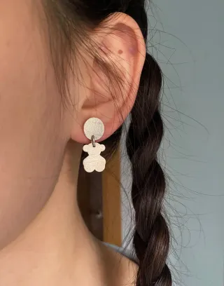 Pendientes Oso Plata