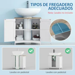 Mueble de baño blanco con encimera de madera