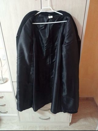 Abrigo negro mujer con cuello de pelo