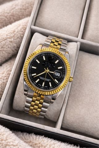 Orologio Uomo Nero e Oro