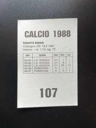 Figurina Roberto Baggio Fiorentina Calcio Flash 88