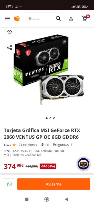 MSI RTX 2060 Ventus Scheda Grafica