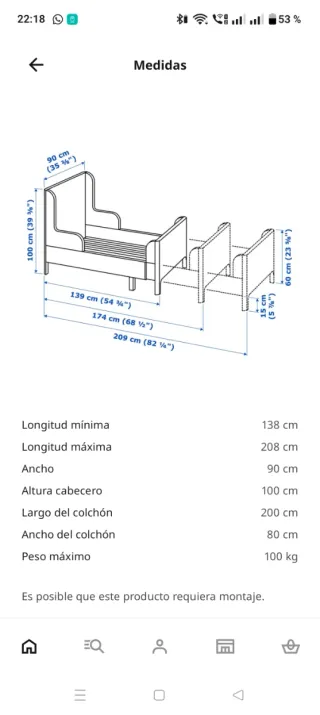 Cama infantil extensible IKEA BUSUNGE