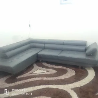 Sofá modular gris piel sintética