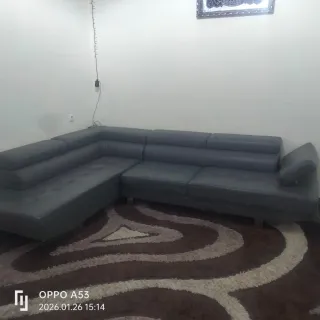 Sofá modular gris piel sintética