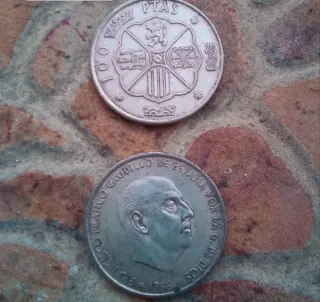 Lote 6 monedas 100 Ptas Franco 1966 Plata