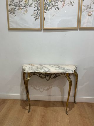 Mesa consola bronce y mármol