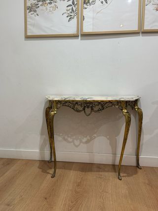 Mesa consola bronce y mármol