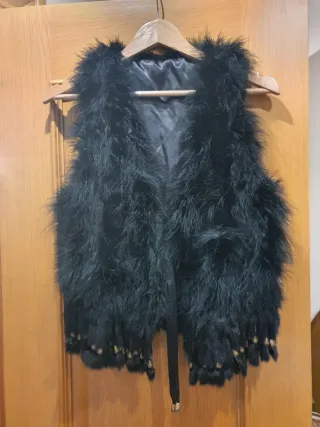 Chaleco de plumas negro mujer talla única