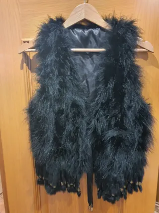 Chaleco de plumas negro mujer talla única