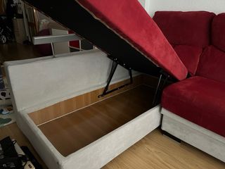 Sofá Chaiselongue Rojo y Gris