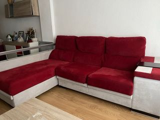Sofá Chaiselongue Rojo y Gris