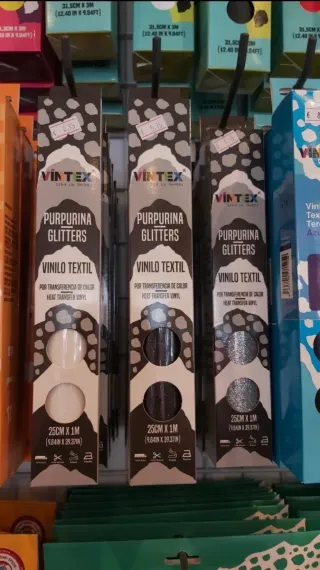 Dos Vinilo Textil Glitter Vintex blanco y negro