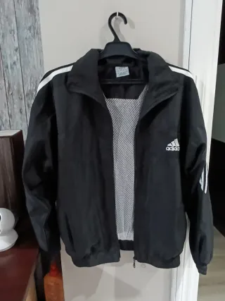 Cortavientos Adidas Negro 3 Rayas Talla M vintage