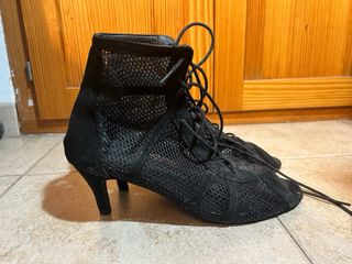 Botines Sandalia Tacón Rejilla Baile Cordones