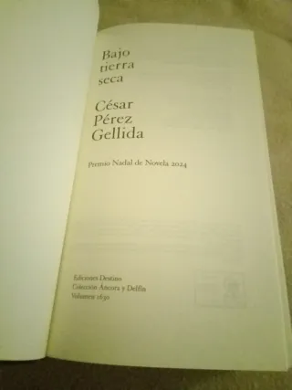 Bajo tierra seca, finalista Premio Nadal 2024.