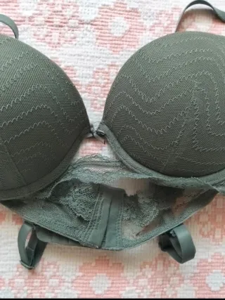Sujetador Push Up Encaje Verde Oliva