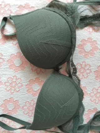 Sujetador Push Up Encaje Verde Oliva