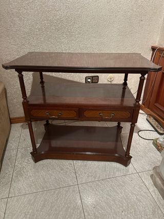 Consola in legno classica con 2 cassetti