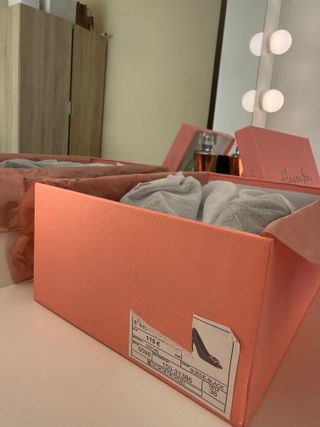 Zapatos tacón ante negro hebilla pedrería