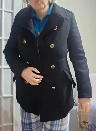 Abrigo Zara Lana Negro Talla XL