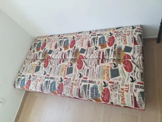 Sofá Cama Diseño Vintage Tela y Metal