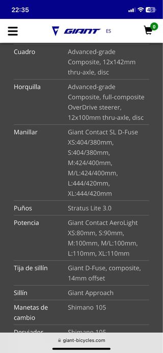 Bicicleta de carretera Giant defy 2025 talla M