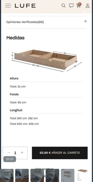 Litera de madera blanca