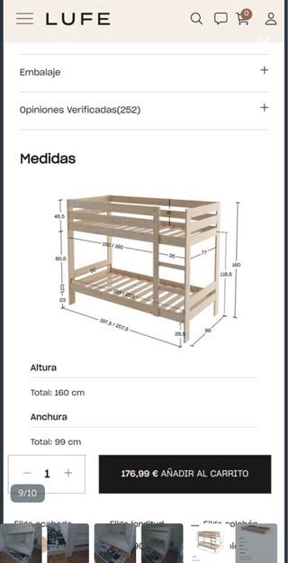 Litera de madera blanca