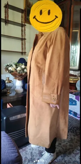 Abrigo ante y cuero Camel de señora