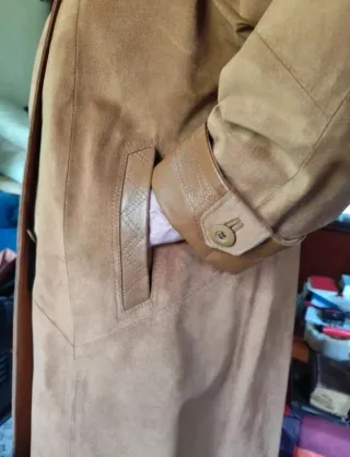 Abrigo ante y cuero Camel de señora