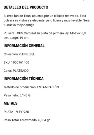 Pulsera Tous Carroussel Plata